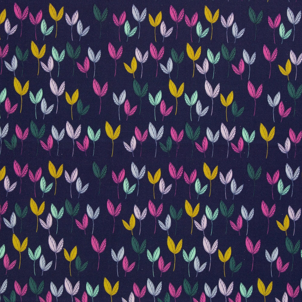 Canvas | Dancing Leaves - Dunkelblau | Emjo Design Fadenwunsch 