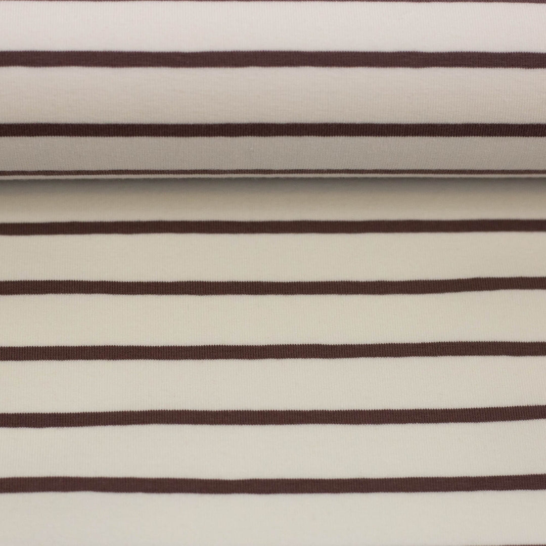 Jersey Streifen - Creme & Kakaobraun | Herbst Winter 26 Fadenwunsch 