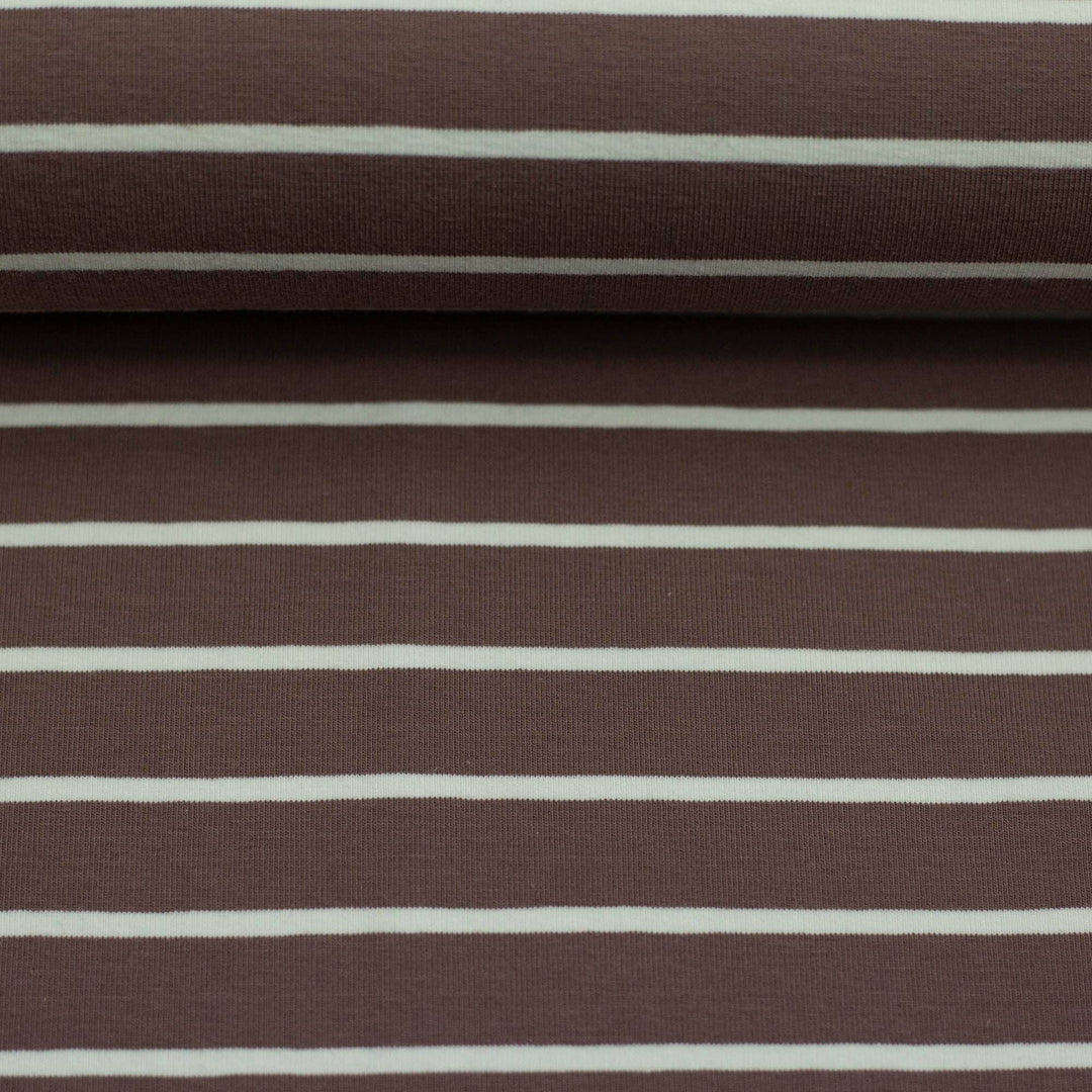 Jersey Streifen – Kakaobraun & Creme | Herbst Winter 26 Fadenwunsch 