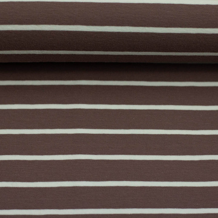 Jersey Streifen – Kakaobraun & Creme | Herbst Winter 26 Fadenwunsch 