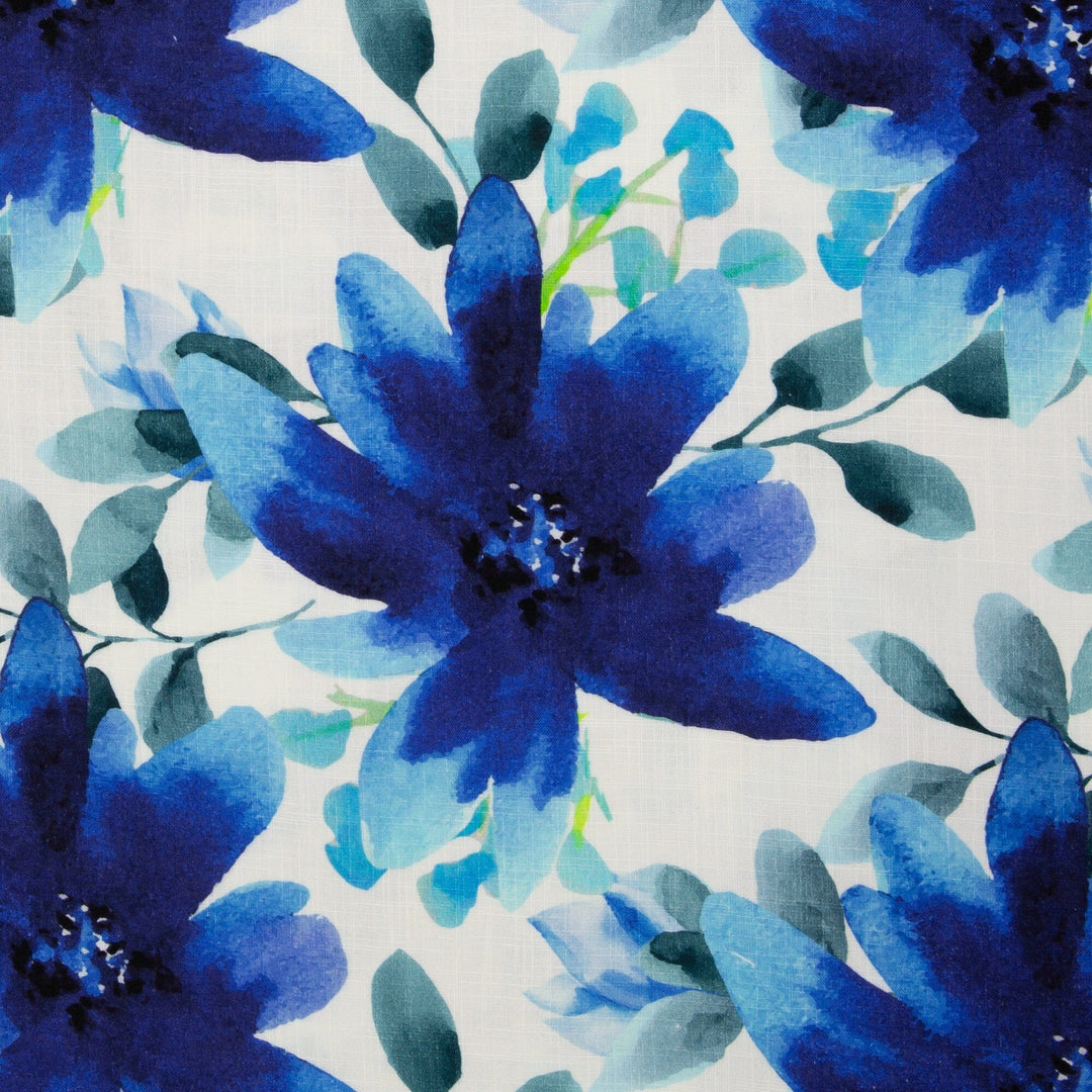 Musselin Flowers Kornblau - Weiß Fadenwunsch 