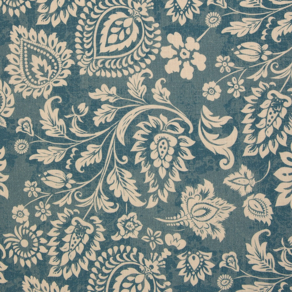 Musselin Paisley – Blau / Naturweiß Fadenwunsch 