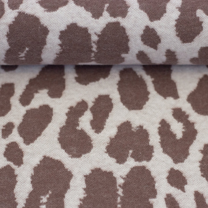 Jacquard-Jersey Emily | „Leo“ – Naturweiß/Peppercorn