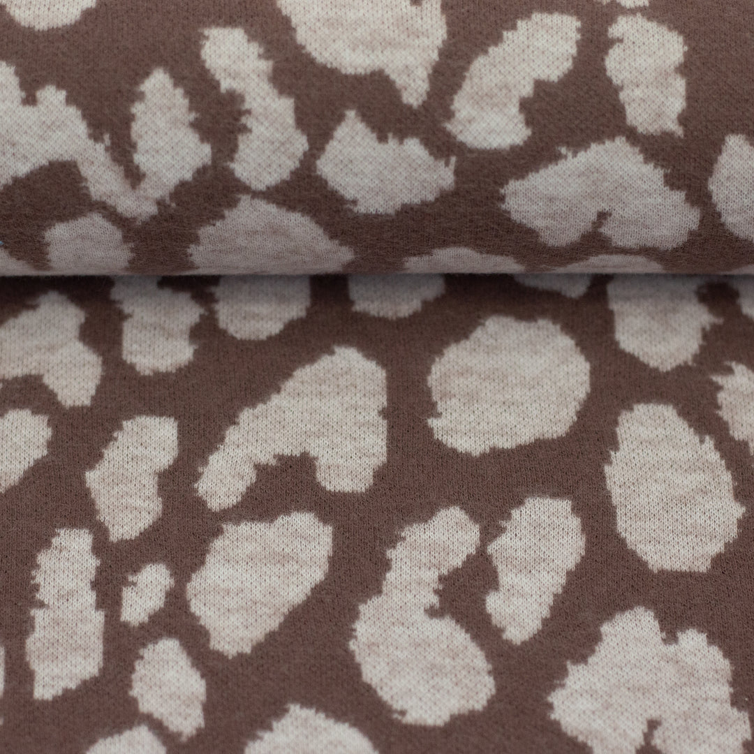 Jacquard-Jersey Emily | „Leo“ – Peppercorn/Naturweiß