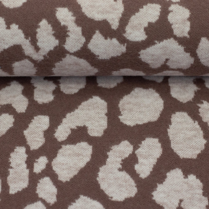 Jacquard-Jersey Emily | „Leo“ – Peppercorn/Naturweiß