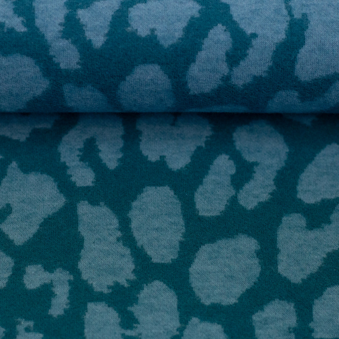 Jacquard-Jersey Emily | „Leo“ – Tiefseeblau/Petrol