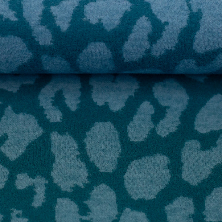 Jacquard-Jersey Emily | „Leo“ – Tiefseeblau/Petrol