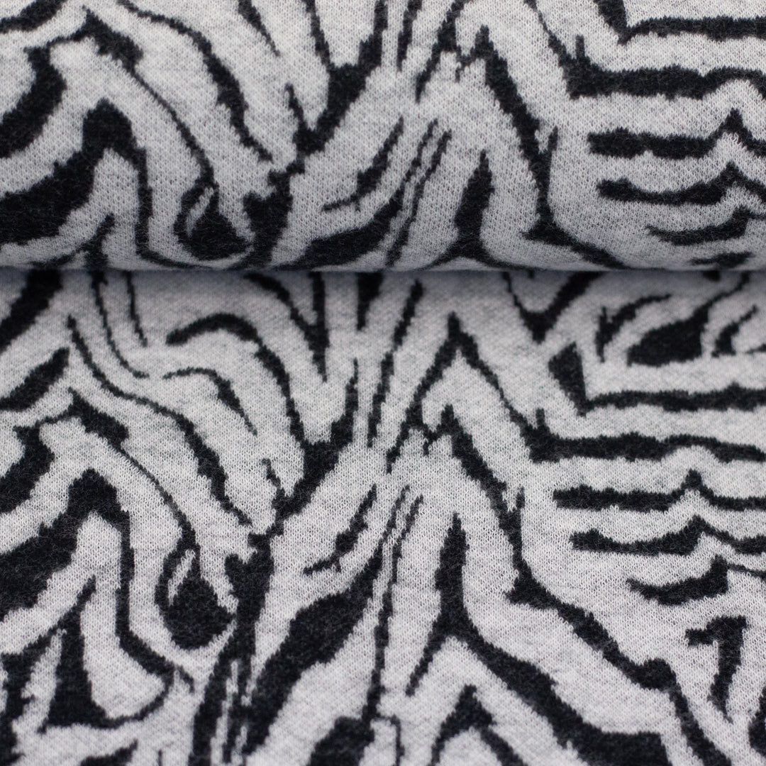 Jacquard-Jersey Emily | „Zebra“ – Naturweiß/Schwarz