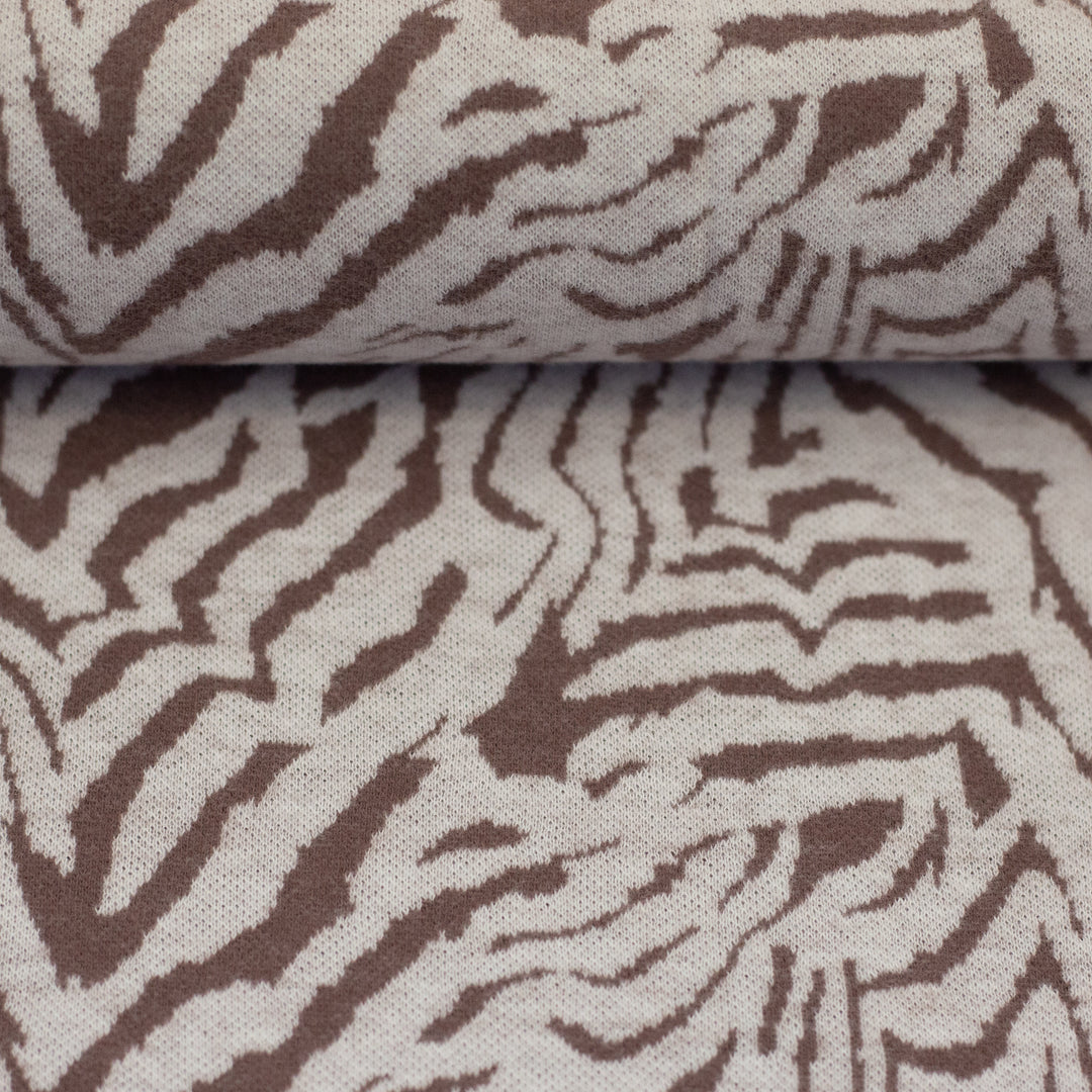 Jacquard-Jersey Emily | „Zebra“ – Naturweiß/Peppercorn