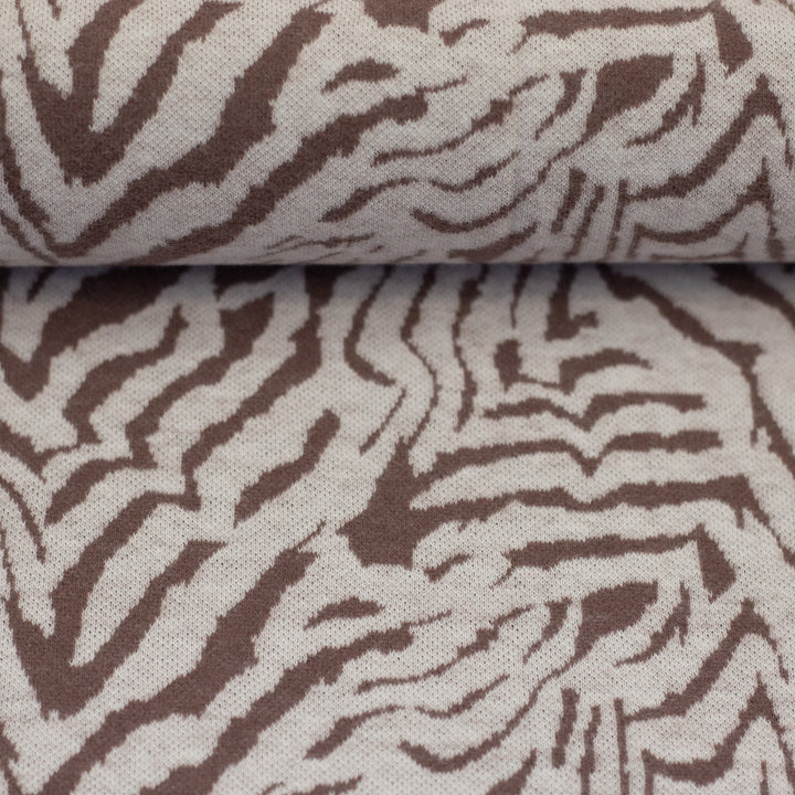 Jacquard-Jersey Emily | „Zebra“ – Naturweiß/Peppercorn