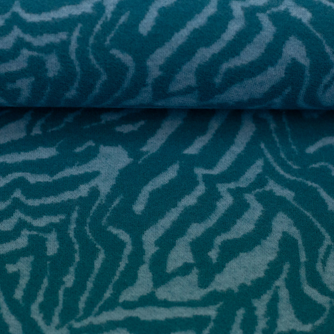 Jacquard-Jersey Emily | „Zebra“ – Tiefseeblau/Petrol