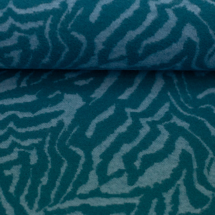 Jacquard-Jersey Emily | „Zebra“ – Tiefseeblau/Petrol