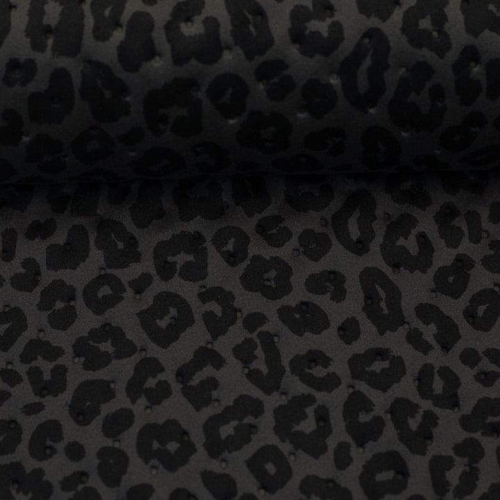 Steppsamt mit Punktprägung Leoprint Grey Fadenwunsch 