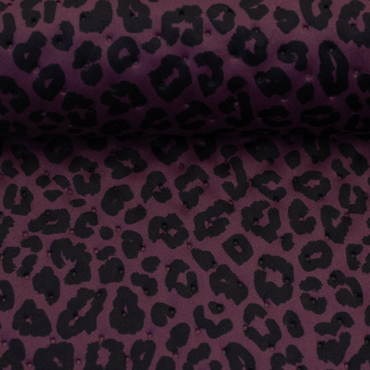 Steppsamt mit Punktprägung Leoprint Purple Fadenwunsch 