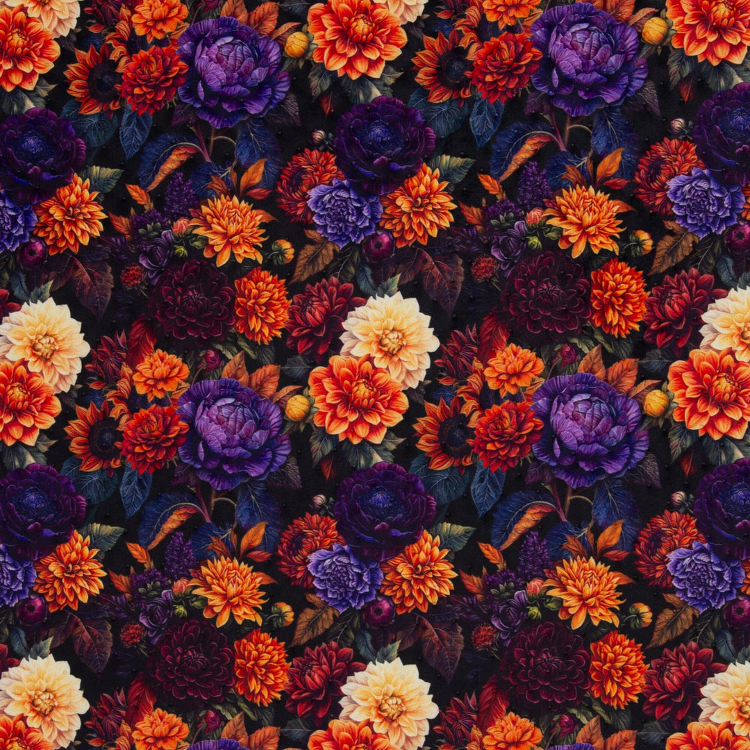 Steppsamt mit Punktprägung Floral Midnight Fadenwunsch 