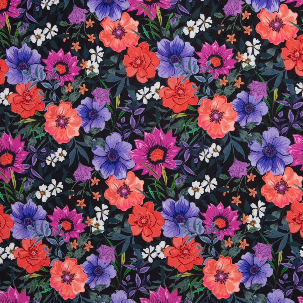 Steppsamt mit Punktprägung Floral Night Garden Fadenwunsch 