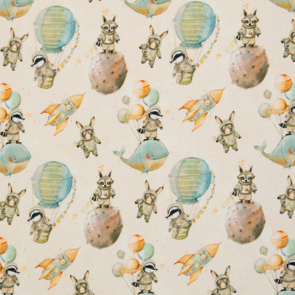 Waffeljersey Space Animals – Natur Swafing 