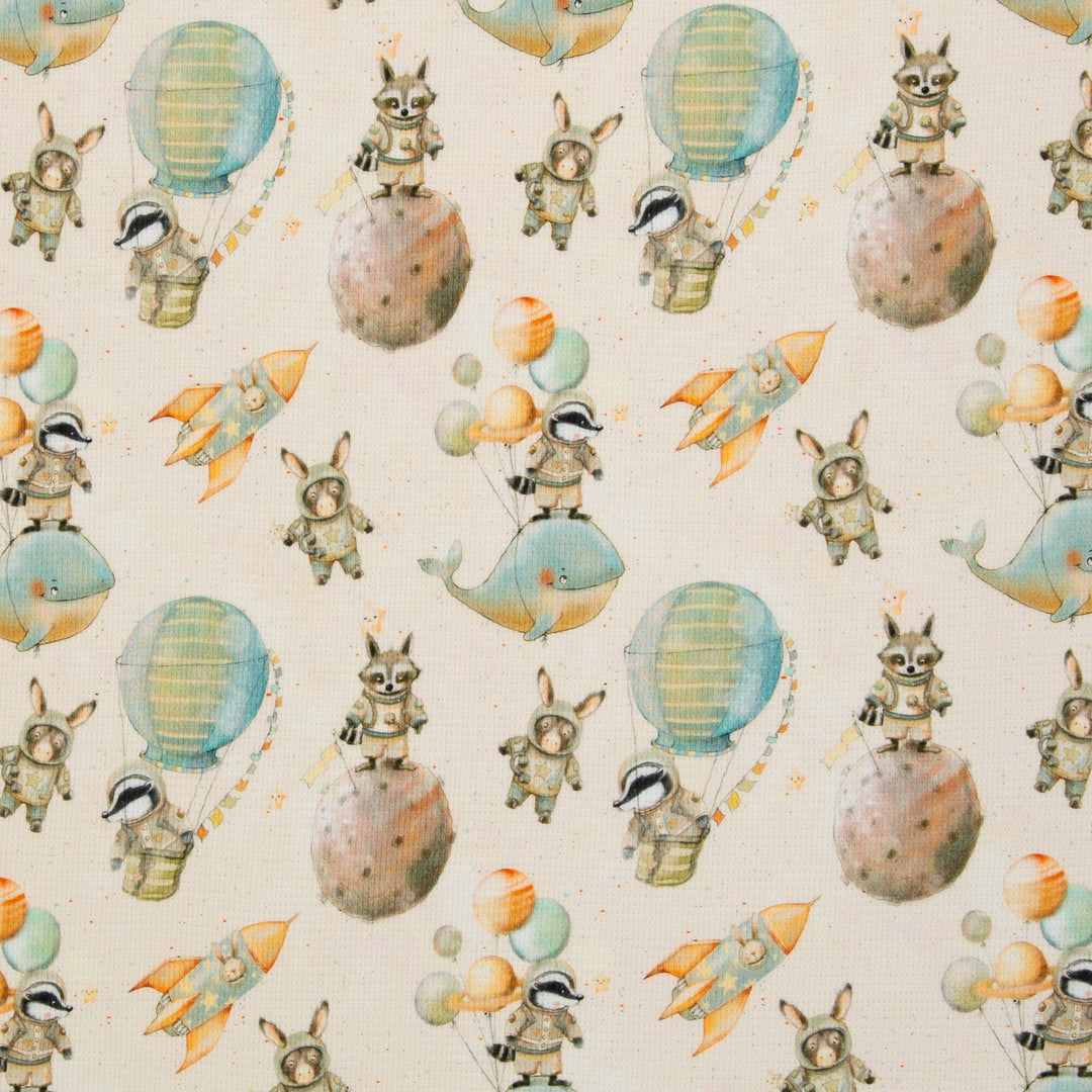 Waffeljersey Space Animals – Natur Swafing 