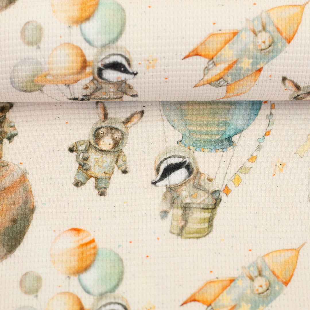 Waffeljersey Space Animals – Natur Swafing 