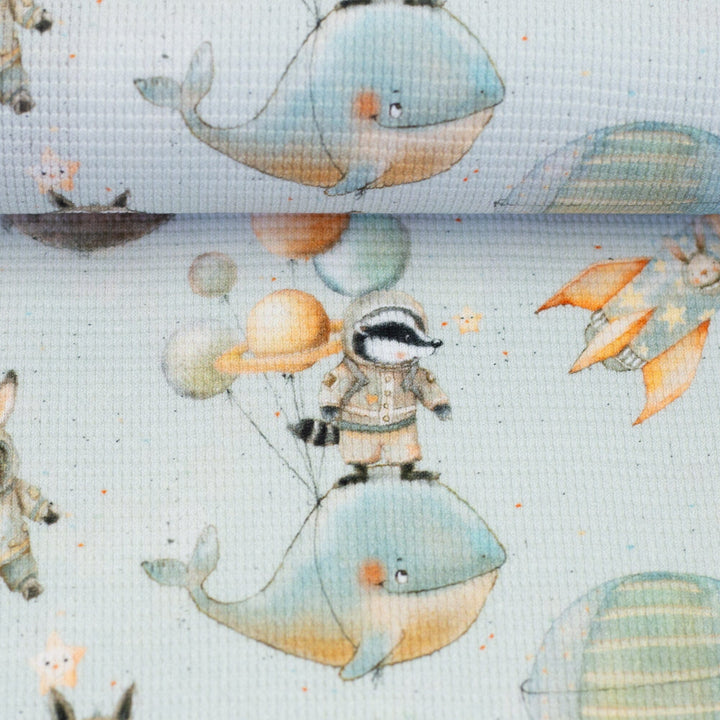 Waffeljersey Space Animals – Hellblau Swafing 
