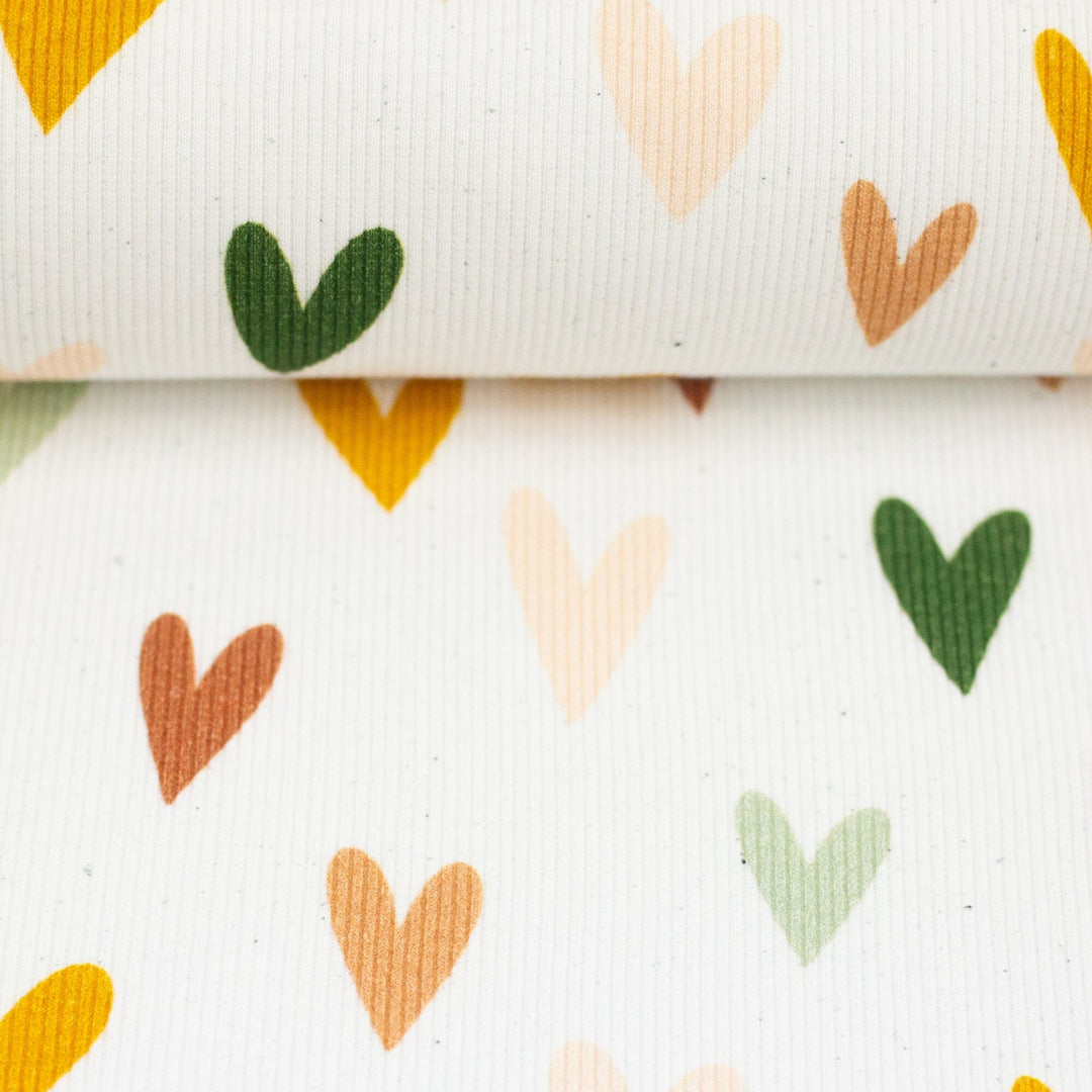Rib-Jersey Hearts Naturmix Swafing 
