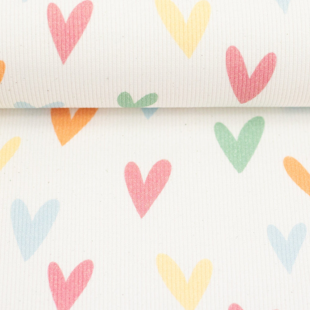 Rib-Jersey Hearts Pastellmix Swafing 