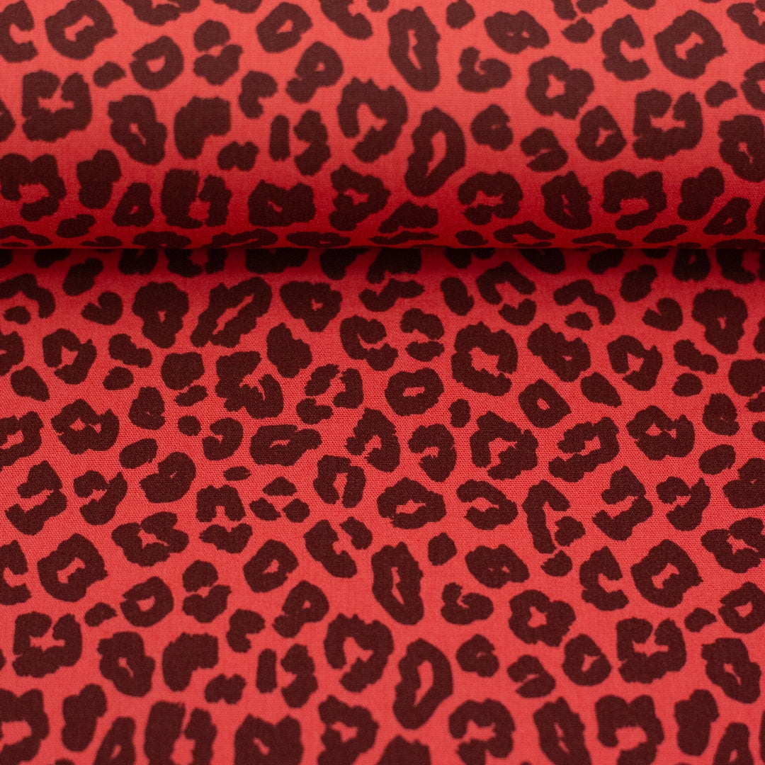 Baumwollwebware Leoni - Leo Koralle Burgundy Fadenwunsch 