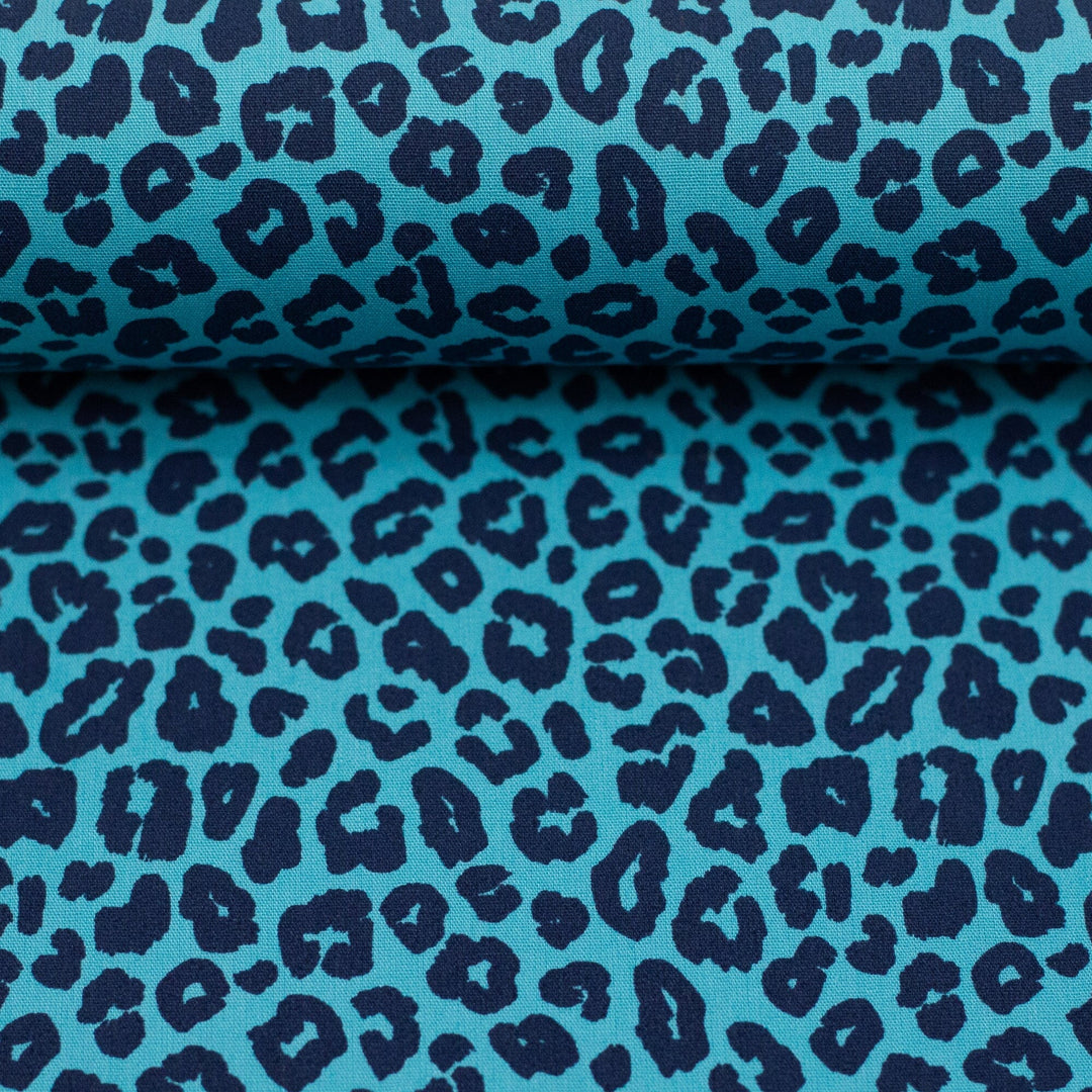 Baumwollwebware Leoni - Leo Aqua Dunkelblau Fadenwunsch 