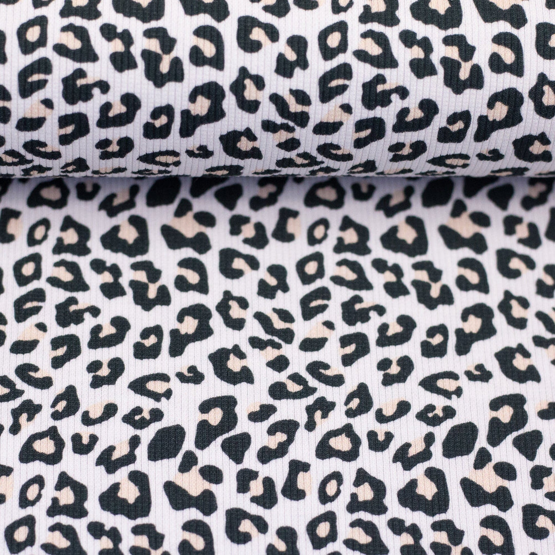 Rib-Jersey Leoprint Naturweiß Swafing 