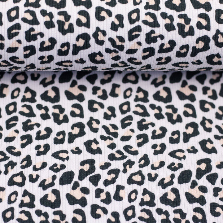 Rib-Jersey Leoprint Naturweiß Swafing 