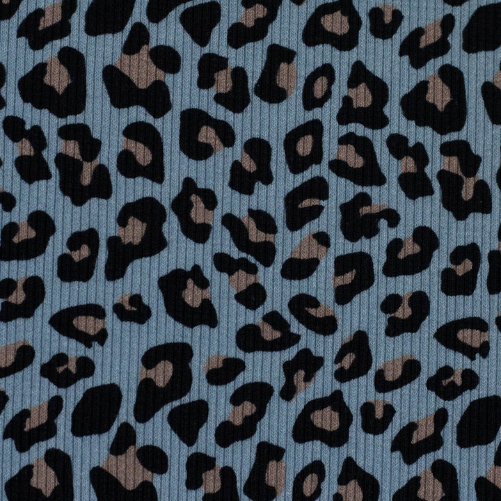 Rib-Jersey Leoprint Blau Swafing 