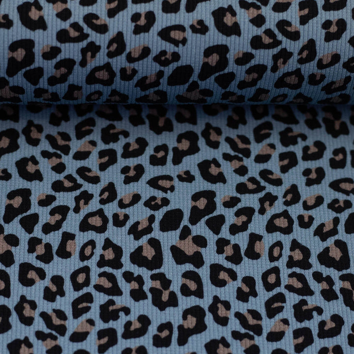 Rib-Jersey Leoprint Blau Swafing 