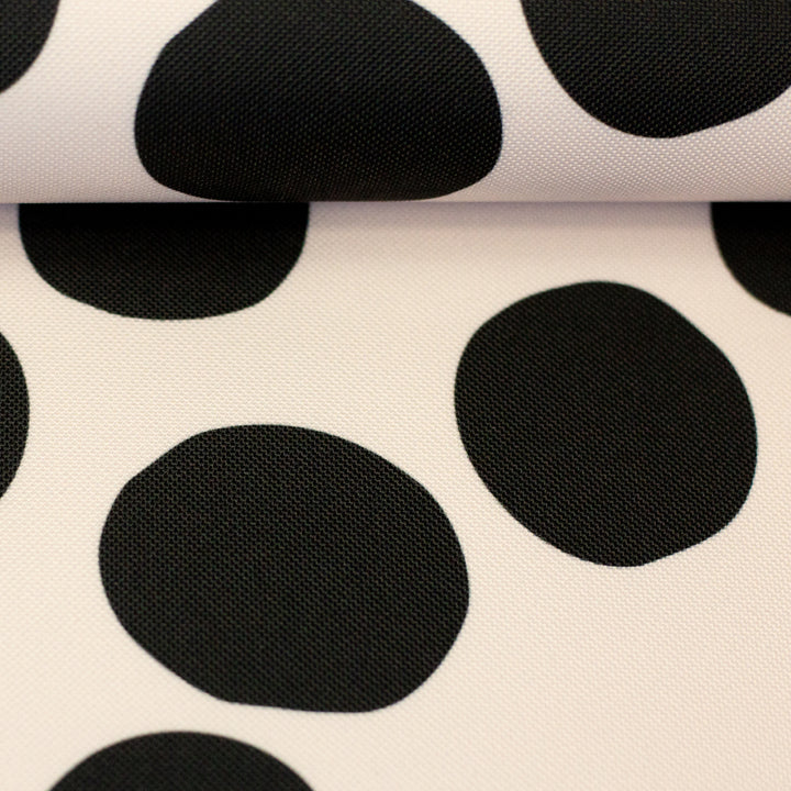 Oxfordgewebe "Colourful Dots – Hellbeige/Schwarz" | Cherry Picking