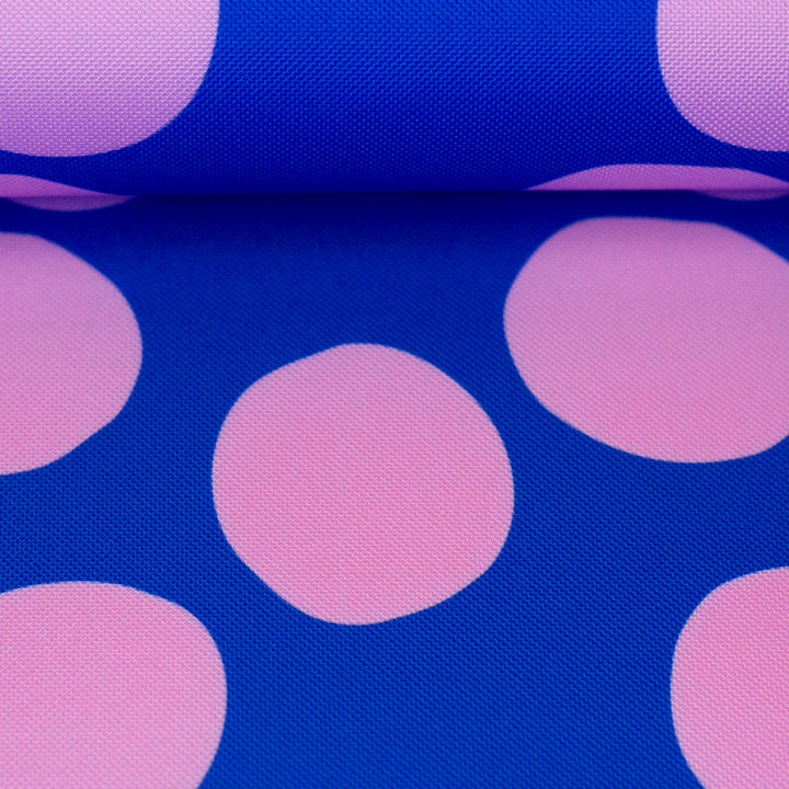 Oxfordgewebe "Colourful Dots – Blau/Rosa" | Cherry Picking