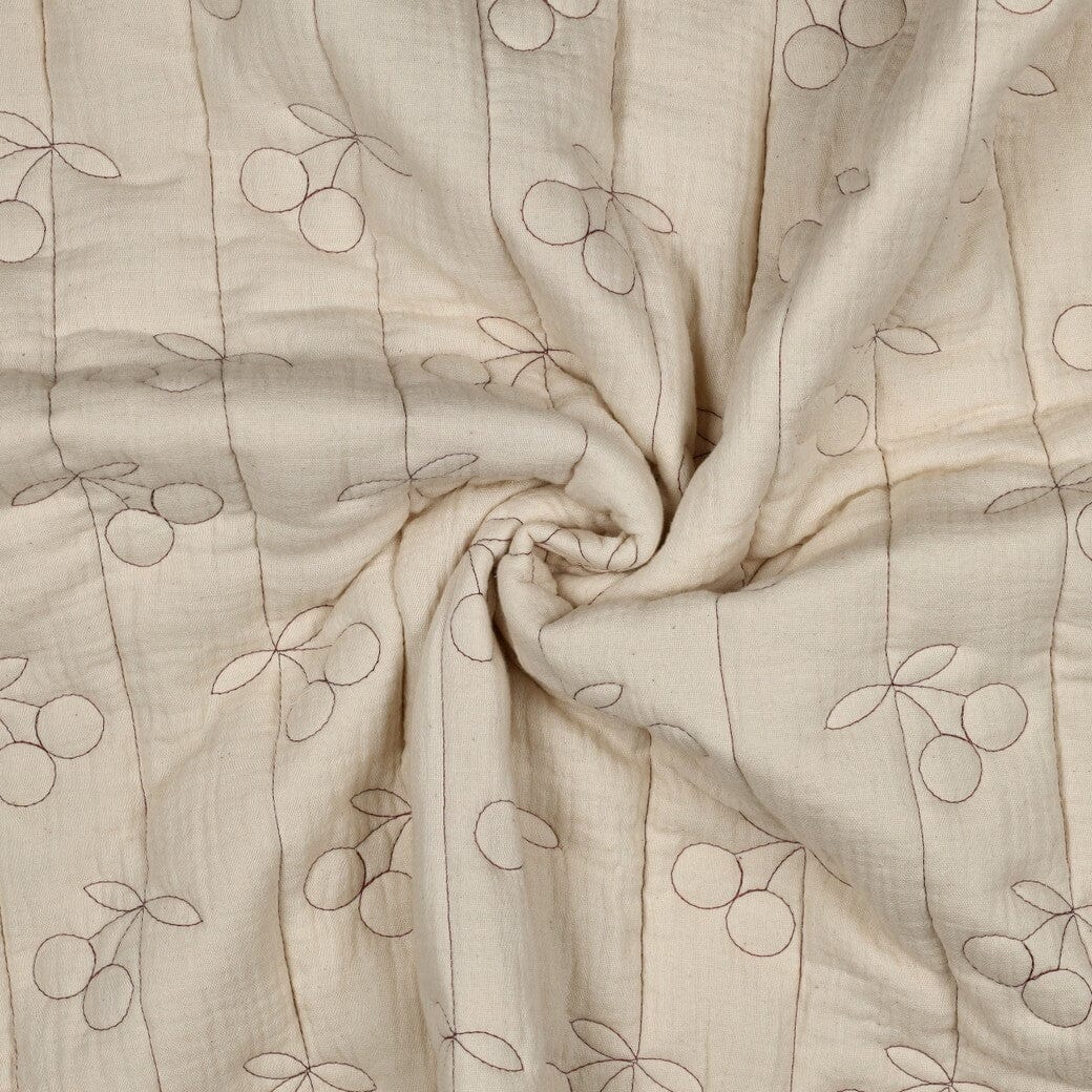 Steppstoff Musselin Kirschen Natural Fadenwunsch 