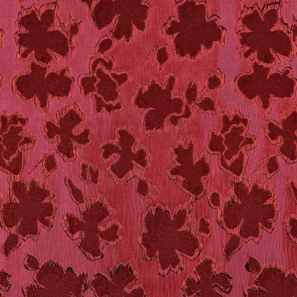 Jacquard Blumenstoff Rot Pink – Gewebter Strukturstoff mit Blüten Poppy 