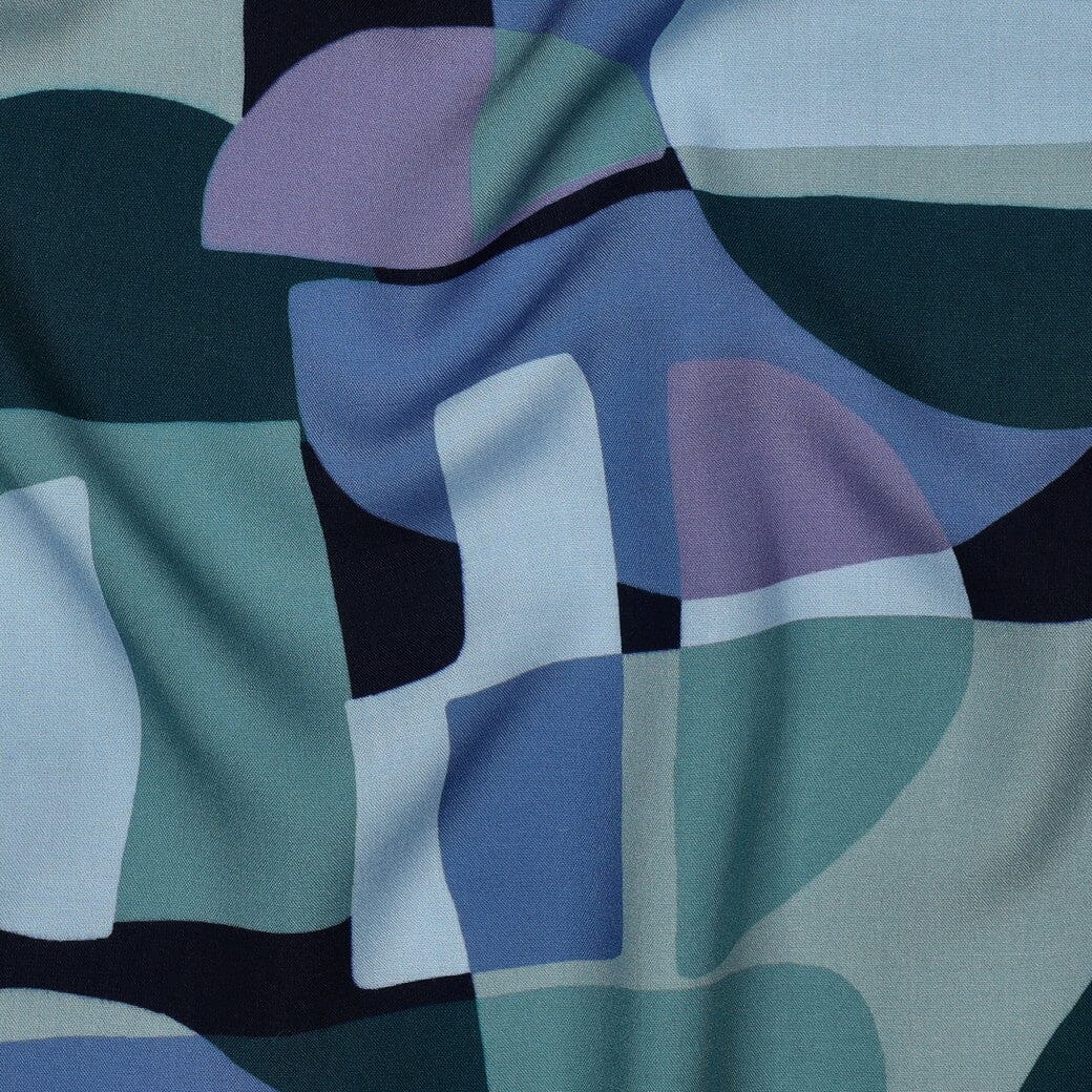 Viskose Retro Shapes Grün | Poppy Kollektion Poppy 