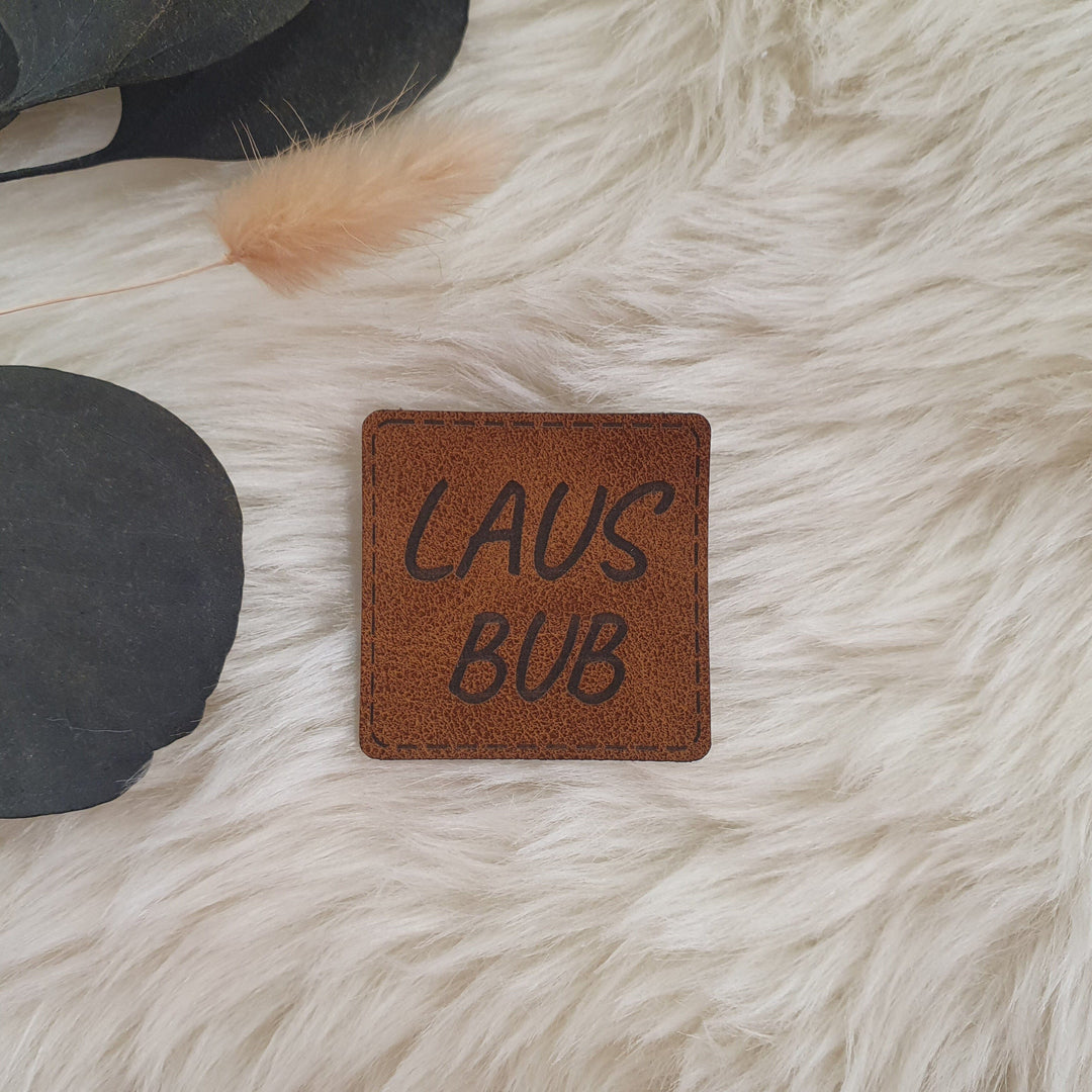 Lederlabel „Laus Bub“ Braun Fadenwunsch 