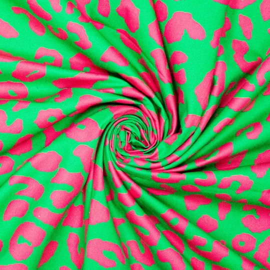 Cotton Canvas Leo - Grün Pink