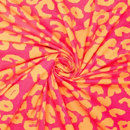 Cotton Canvas Leoprint - Pink Orange