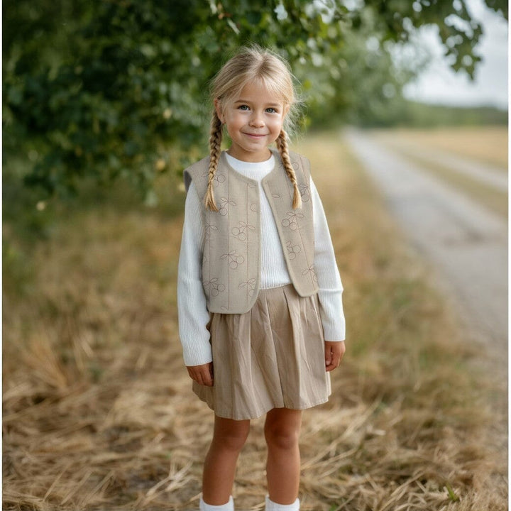 Steppstoff Musselin Kirschen Natural Fadenwunsch 