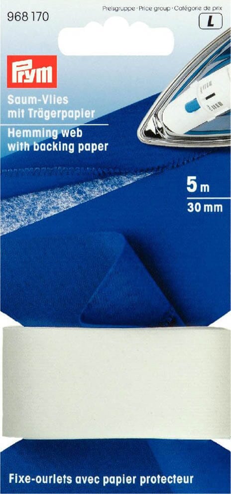 Prym Saum-Vlies mit Trägerpapier 30 mm –| 5 m Fadenwunsch 