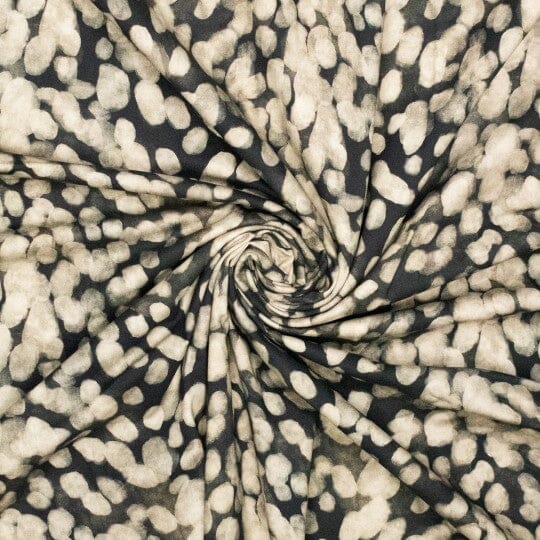 Baumwoll Stretch - Organic Dots Schwarz Beige Fadenwunsch 