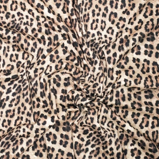 Baumwoll Stretch - Leoprint Beige Schwarz Fadenwunsch 