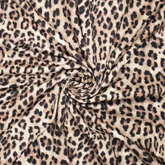 Baumwoll Stretch - Leoprint Beige Schwarz Fadenwunsch 