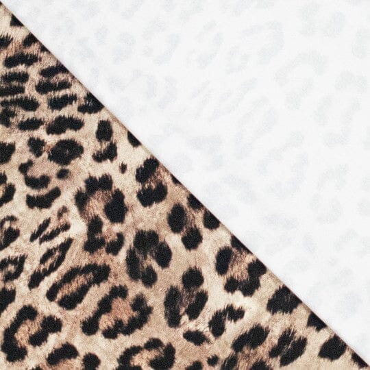 Baumwoll Stretch - Leoprint Beige Schwarz Fadenwunsch 