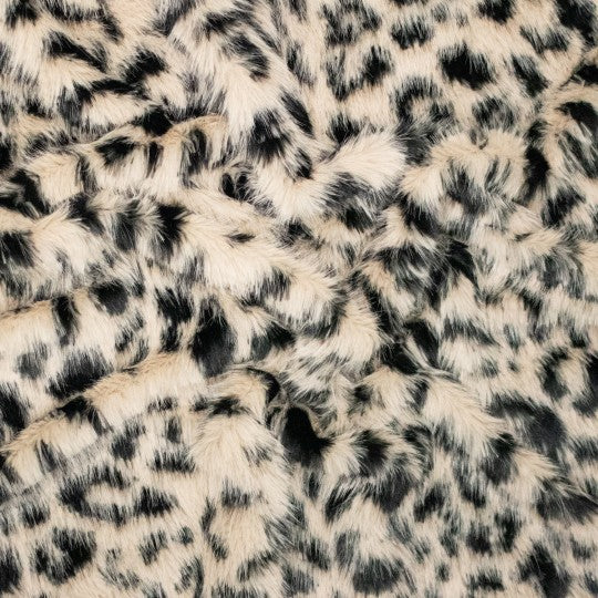 Kuschelfell Leo – Plüschstoff Creme Schwarz
