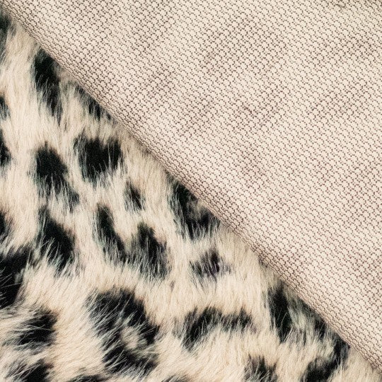 Kuschelfell Leo – Plüschstoff Creme Schwarz