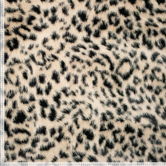 Kuschelfell Leo – Plüschstoff Creme Schwarz