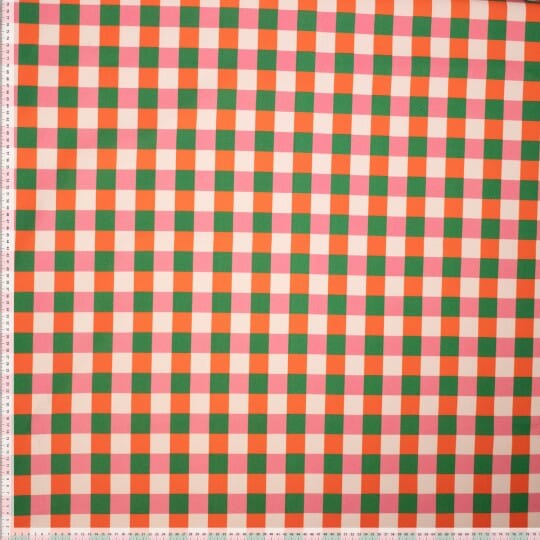 Christmas Canvas Karo - Grün Pink Orange Fadenwunsch 